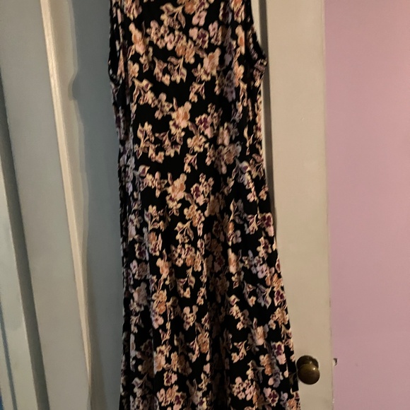 Pact fit and flare XL midi keyhole dress brown with pink flowers - Picture 2 of 7
